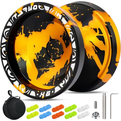 Professional Responsive Yoyo X6 for Kids Beginner, Dual Function Fingerspin Yo yo with Unresponsive Yoyo Bearing Kits, 10 Strings, Yo-Yo Case (Black Gold)
