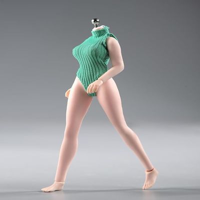 1/12 Scale Female Clothes Zipper Tight Bodysuit for 6-inches Action Figure Body Doll, Female Action Figure Turtleneck Sleeveless Jumpsuit Clothing 1/12 Doll Costume Accessory (Green)