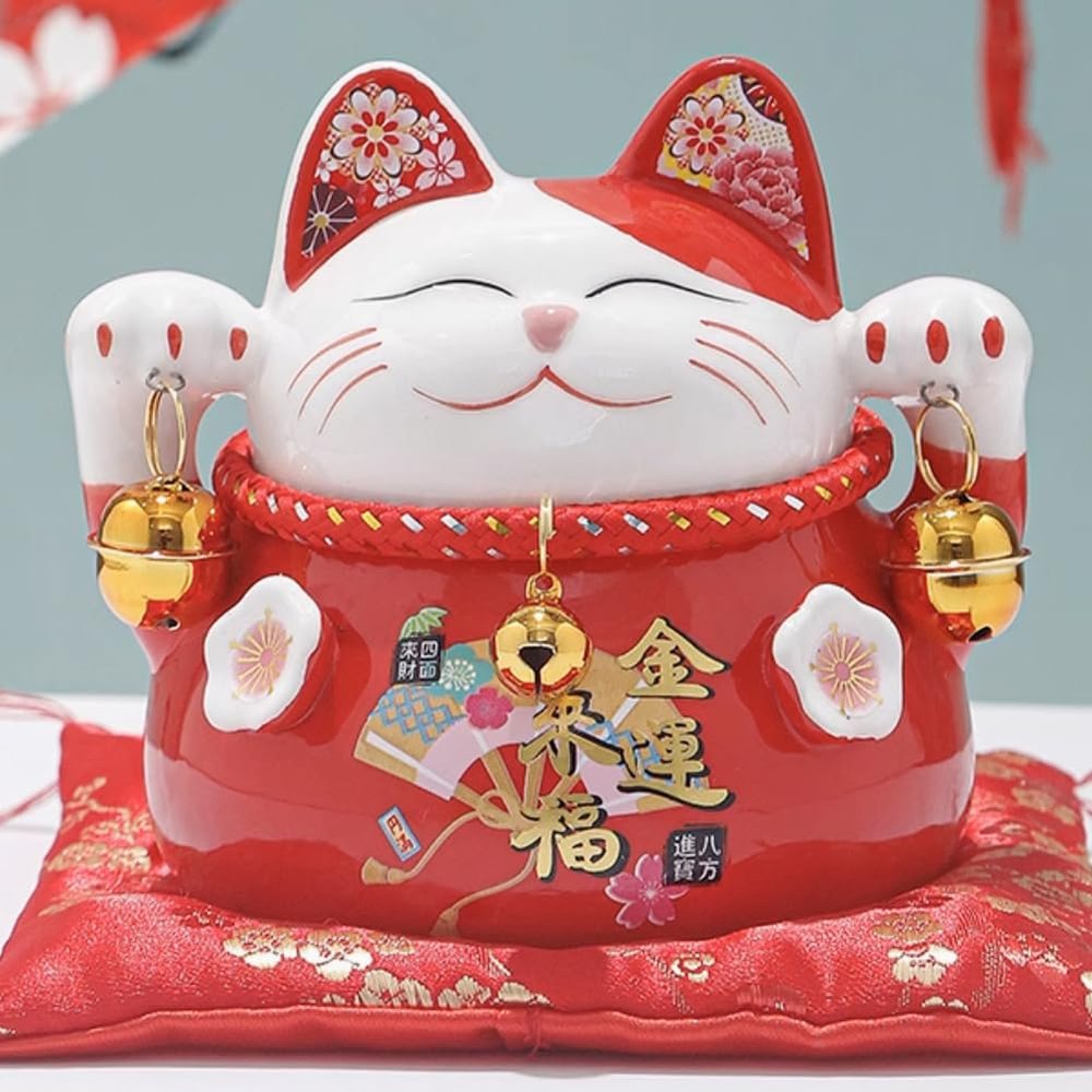 4.5" Ceramic Fortune Cat Ornament Opening Store Cashier Gift Piggy Bank-A3