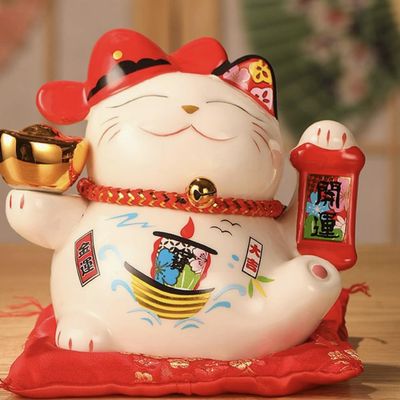 5" Ceramic Fortune Cat Ornament Opening Store Cashier Gift Piggy Bank-A6