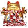4.5" Ceramic Fortune Cat Ornament Opening Store Cashier Gift Piggy Bank-Golden view 1
