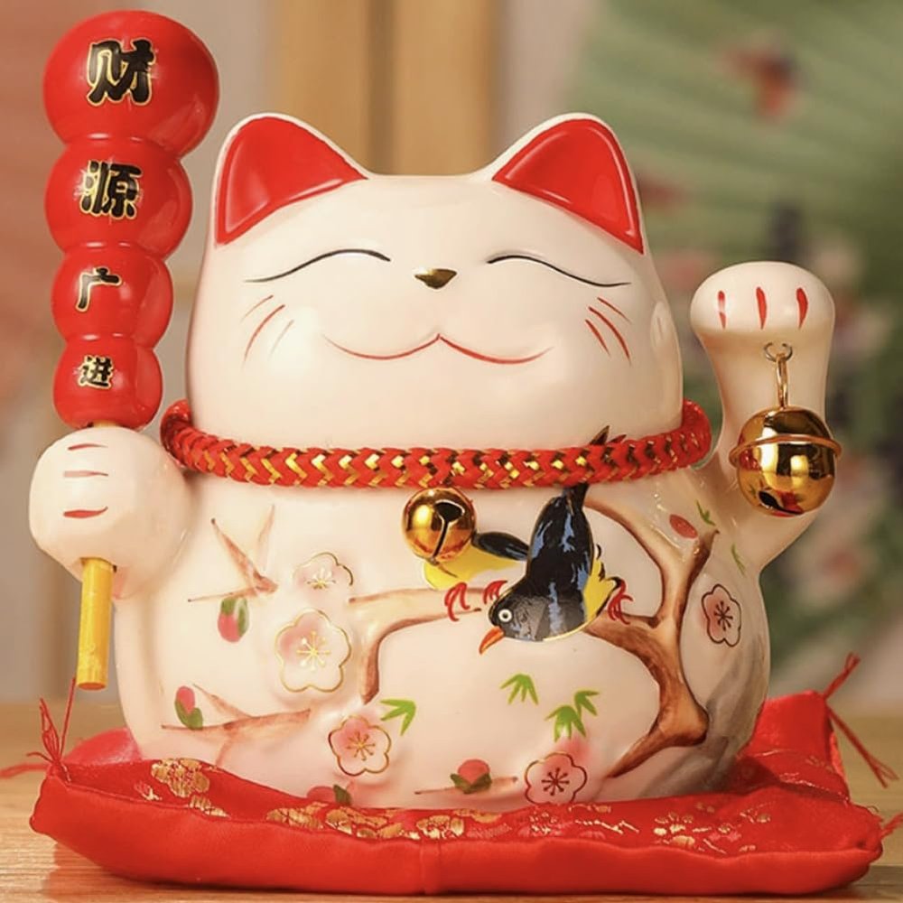 5" Ceramic Fortune Cat Ornament Opening Store Cashier Gift Piggy Bank-A4