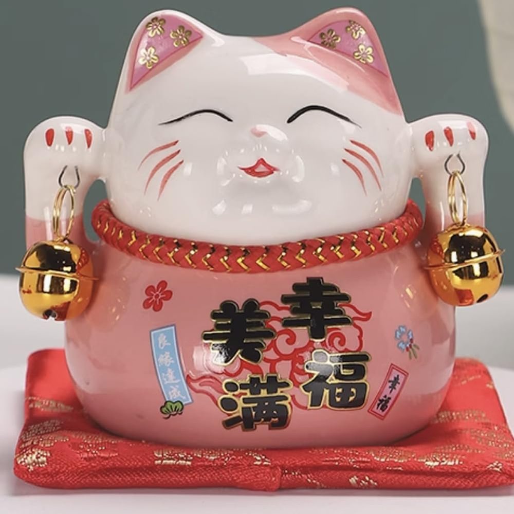 3.5" Ceramic Fortune Cat Ornament Opening Store Cashier Gift Piggy Bank-A7