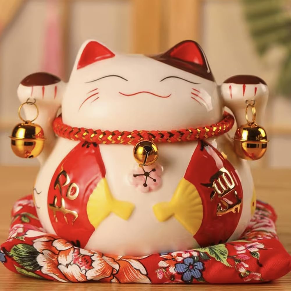 4.5" Ceramic Fortune Cat Ornament Opening Store Cashier Gift Piggy Bank-A21