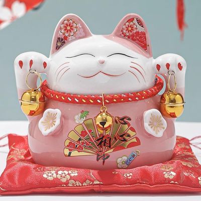 4.5" Ceramic Fortune Cat Ornament Opening Store Cashier Gift Piggy Bank-A7