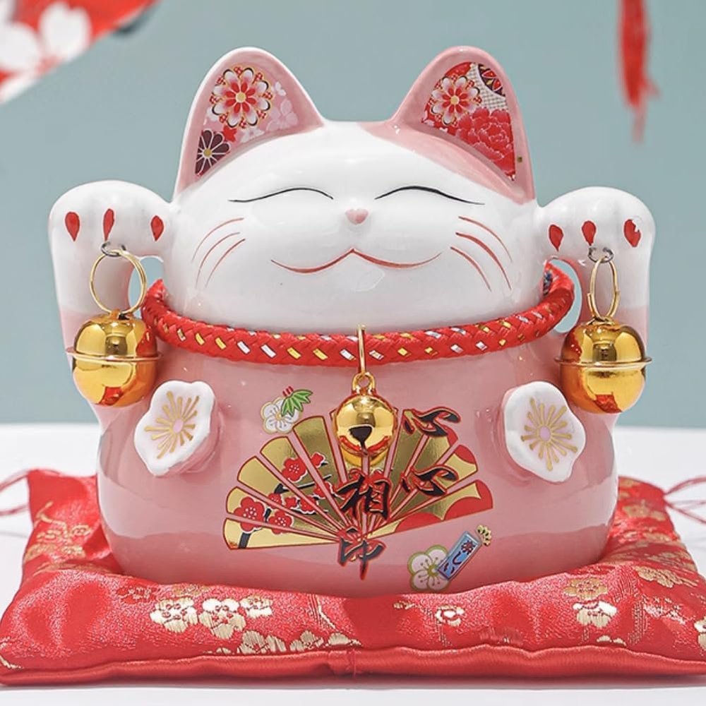 4.5" Ceramic Fortune Cat Ornament Opening Store Cashier Gift Piggy Bank-A7