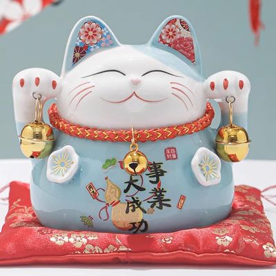 4.5" Ceramic Fortune Cat Ornament Opening Store Cashier Gift Piggy Bank-A6