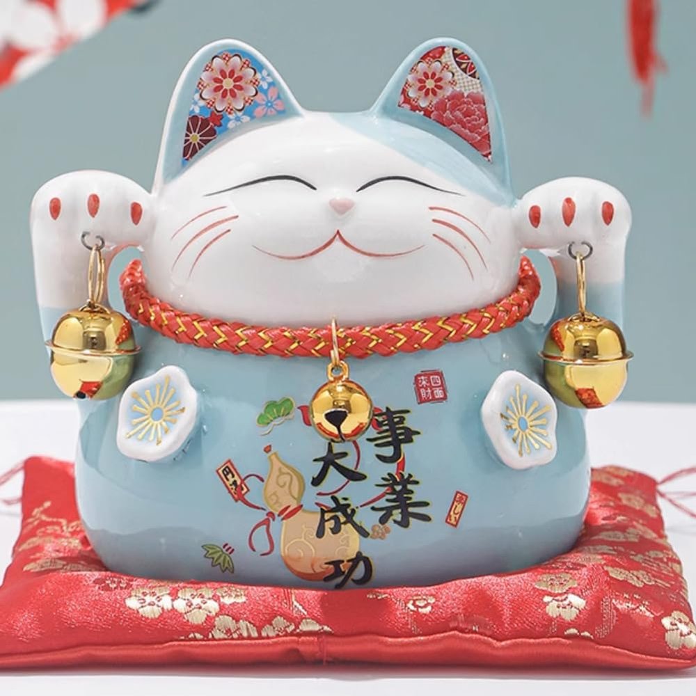 4.5" Ceramic Fortune Cat Ornament Opening Store Cashier Gift Piggy Bank-A6