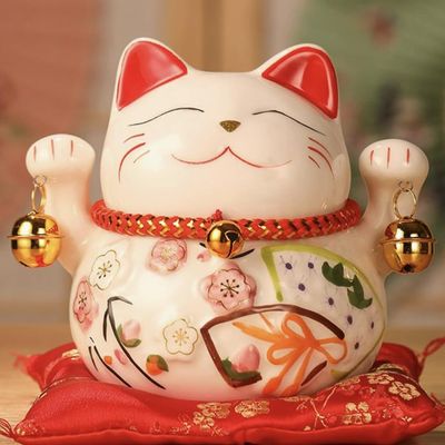 5" Ceramic Fortune Cat Ornament Opening Store Cashier Gift Piggy Bank-A5
