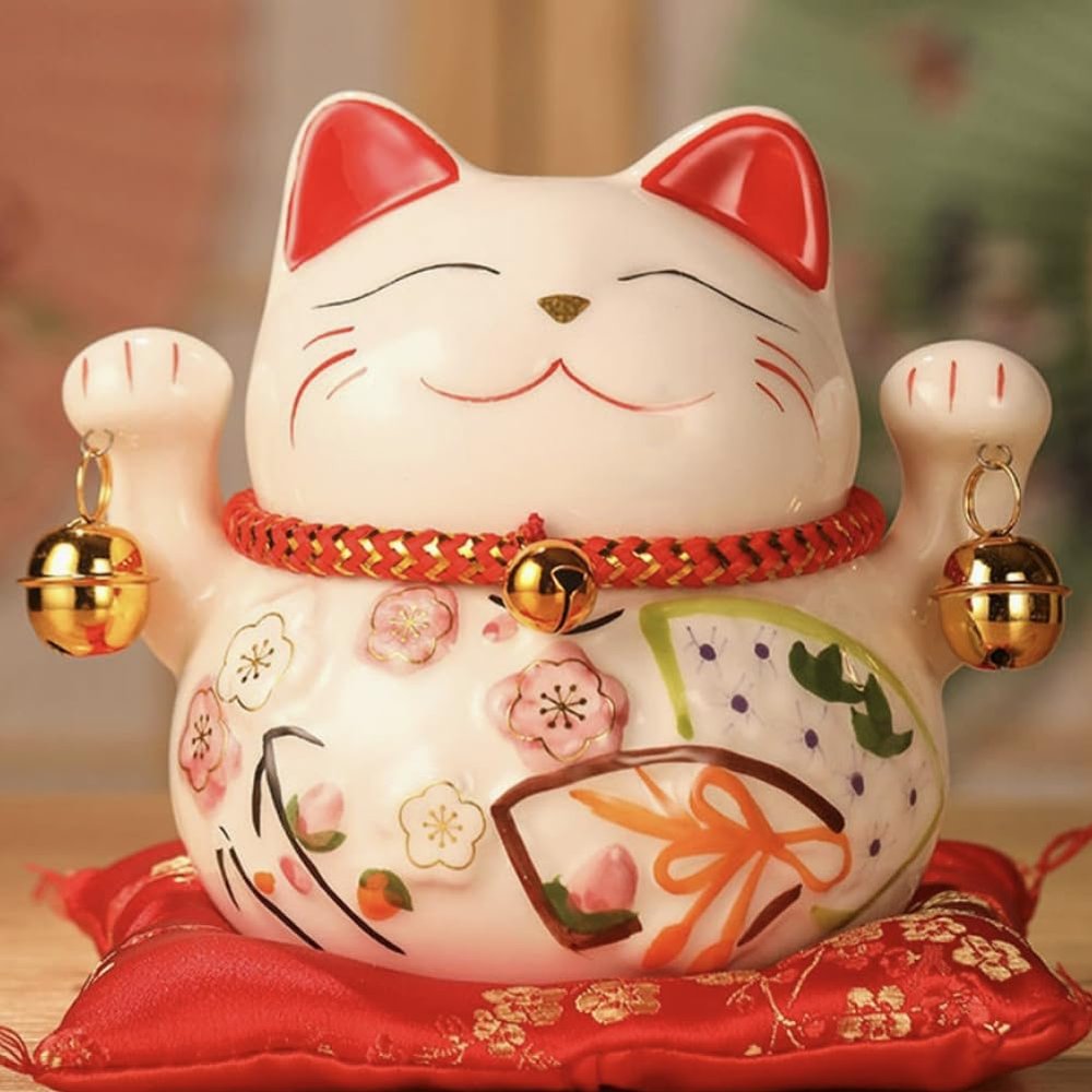 5" Ceramic Fortune Cat Ornament Opening Store Cashier Gift Piggy Bank-A5