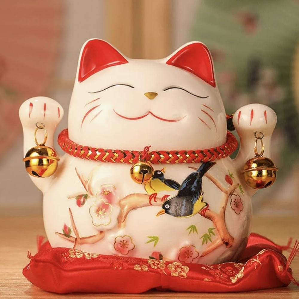 5" Ceramic Fortune Cat Ornament Opening Store Cashier Gift Piggy Bank-A2