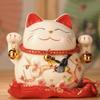 5" Ceramic Fortune Cat Ornament Opening Store Cashier Gift Piggy Bank-A2 view 1