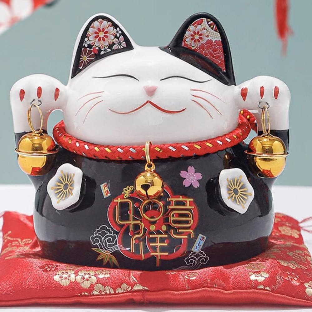 4.5" Ceramic Fortune Cat Ornament Opening Store Cashier Gift Piggy Bank-A8