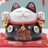 4.5" Ceramic Fortune Cat Ornament Opening Store Cashier Gift Piggy Bank-A8 view 1