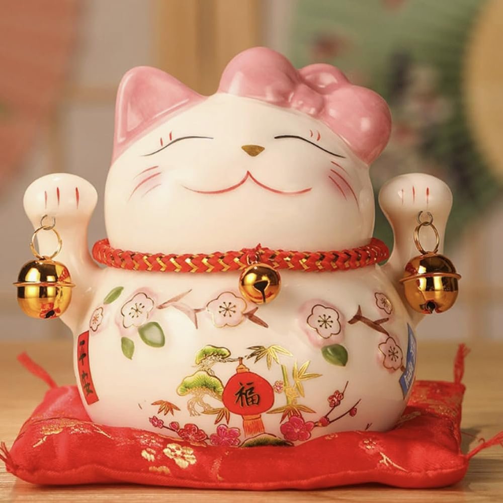 5" Ceramic Fortune Cat Ornament Opening Store Cashier Gift Piggy Bank-A3