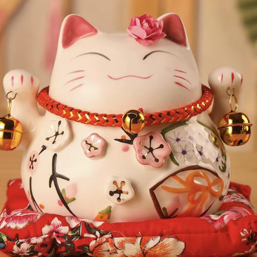 4.5" Ceramic Fortune Cat Ornament Opening Store Cashier Gift Piggy Bank-A15
