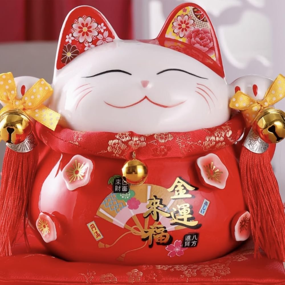 6.5" Ceramic Fortune Cat Ornament Opening Store Cashier Gift Piggy Bank-A3