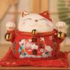 4.5" Ceramic Fortune Cat Ornament Opening Store Cashier Gift Piggy Bank-Red view 1