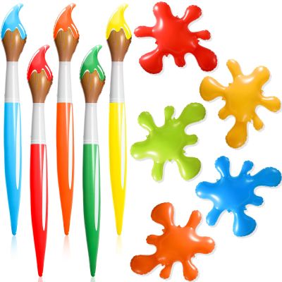 10 Pcs Colorful Art Party Decorations Set 43.3 Inch Giant Inflatable Crayons Blow up Paint Brushes Balloons 15.75 Inch Large Paint Splatter Balloons Prop Kit for Birthday Party Favor