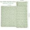 Toddler Nap Mat with Pillow and Blanket,Soft Slumber Bags for Girls,Kids Sleeping Bags with Roll Up Design,Green Floral Nap Mats for Preschool,Daycare,Kindergarten,Fits Ages 3-6 Years Old-Green view 2
