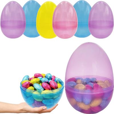 The Dreidel Company 6" inch Fillable Easter Eggs 24-Pack Jumbo Translucent, Colorful Plastic Jumbo Easter, Stands Upright, Perfect for Egg Hunt