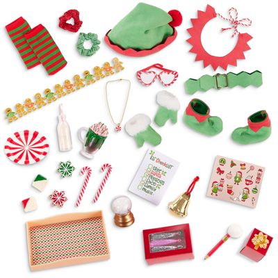 Our Generation Christmas Elf Advent Calendar - 46 cm Doll Accessories - Advent Calendar with 24 Days of Gifts - Doll Elf Costume & Festive Accessories - Toy for Children from 3 Years