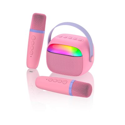 Mini Karaoke Machine with 2 Wireless Microphones for Kids Portable RGB Bluetooth Speaker Birthday Gift Toys for 3 4 5 6 7 8+ Year Old Girls Boys