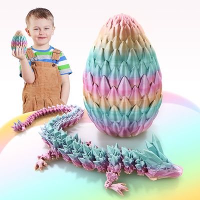 3D Printed Dragon Egg with Dragon Inside, Articulated Crystal Fidget Toy,Cool Stuff Fun Gifts for Adults,Teens, Boy, Easter Basket Stuffers, Decor for Home Office Car Desk, Classroom Rewards 8inch)