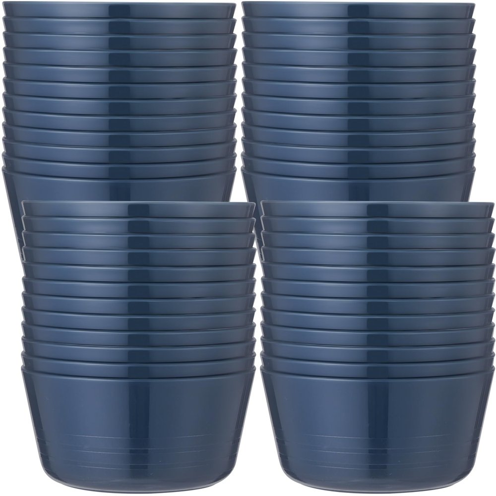 Foaincore Kids Plastic Bowls 10 oz Cereal Snack Microwave Dishwasher Safe Toddler Bowls Kids Colorful Snack Children Salad Dessert Soup Supplies(Dark Blue,24 Pcs)