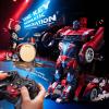 V991 2-in-1 Transform Robot RC Car, 1:10 Large Transform Toys Remote Control Car with Gesture Sensing, One-Key Deformation, LED Lights & Sound Effects, Cool Toy Gift for Boys and Girls 4-6 7 8 9(Red) view 4