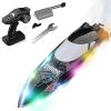 Authticar RC Jet Boat, 30KM/H Fast RC Boat, 2.4Ghz RC Speedboat with 370 Motor Water Cooling System Low Power Reminder Off Water Sensing Gift for Teen Adults view 1