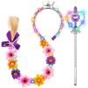 DUDUCOFU Princess Accessories with LED Lights for Little Girls, Glowing Braided Wig with Tiara Wand Toys for Girls Gift 3 4 5 6 7 8 view 1