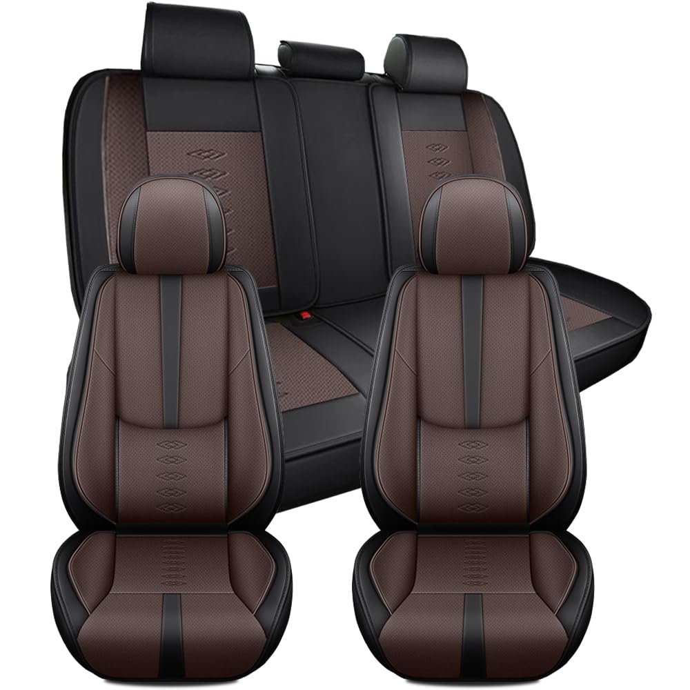 Car Seat Covers for Honda CR-V CRV Hybrid 2020-2024 2025,Waterproof Leather Seat Covers 5-Seats Standard,Car Interior Accessories with Airbag,Car Seat Protectors for CR-V CRV Hybrid(Black+Coffee)
