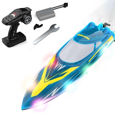 Authticar RC Boat, 30KM/H High Speed RC Boat, 2.4Ghz RC Speedboat with 370 Motor Water Cooling System Low Power Reminder Off Water Sensing Gift for Teen Adults