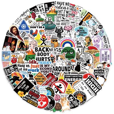 100pcs Funny Prank Meme Stickers Bulk, Snarky Meme Sticker for Kids Teens Adults, Snarky Vinyl Water Bottle Dirty Stickers Pack, Waterproof Cool Decals for Laptop Scrapbook Sarcastic Hard Hats