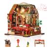 Foyucool DIY Miniature House Kit, Dollhouse Kit with Music and LED Light, Mini House Building Kits for for Adult to Building, Christmas Home Decorations Gifts for Family and Friends, Bookhouse view 1