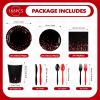 Grencian 168 Pcs Red and Black Birthday Party Decorations, Serves 24 view 2
