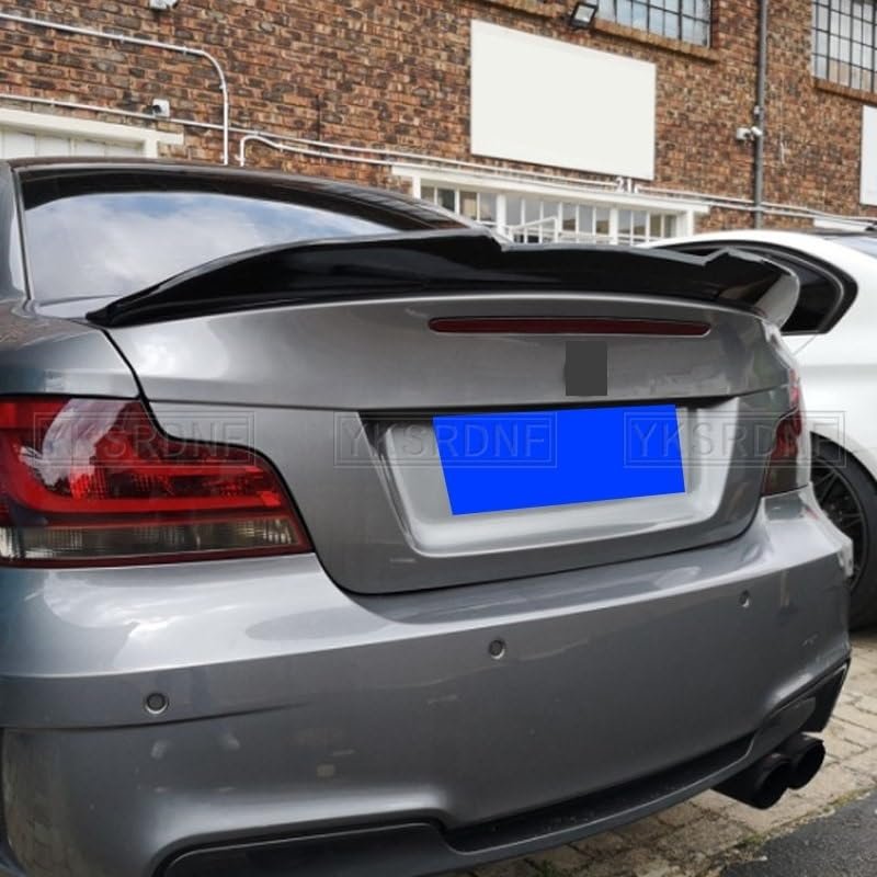 ABS Rear Spoiler Car Wing Compatible For BMW 1 Series E82 1M Coupe 2008-2012 Carbon Look Rear Deck Spoiler Gloss Black(ABS Unpainted)
