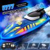 Authticar RC Jet Boat, 30KM/H Fast RC Boat, 2.4Ghz RC Pool Toys with 370 Motor Water Cooling System Low Power Reminder Off Water Sensing Gift for Teen Adults view 2
