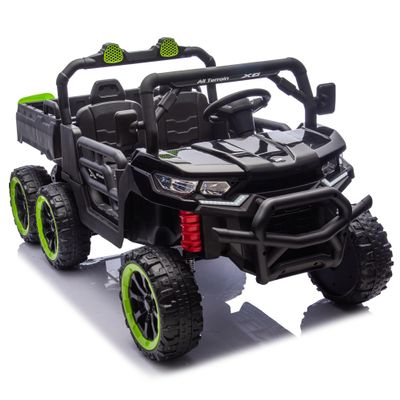 24V Two-seater Kids Ride On Six-wheel Electric Dump Truck with Parental Control, 4WD, Six-wheel Suspension, High Endurance, Music, Bluetooth, USB, 24V UTV with Shovel & Slow Start, Speeds 1.86-3.11 MP