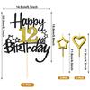 12th Birthday Cake Decoration, Heart Star Birthday Candle Glitter Cake Topper for Birthday Anniversary Theme Party Cake Bunting Decor Supplies view 2