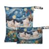 siphylline waterproof bag for baby 2 Pack wet bag for swimsuit with handles for pool, daycare Sweet Selkirk Rex Cats Retro Bathtub view 1