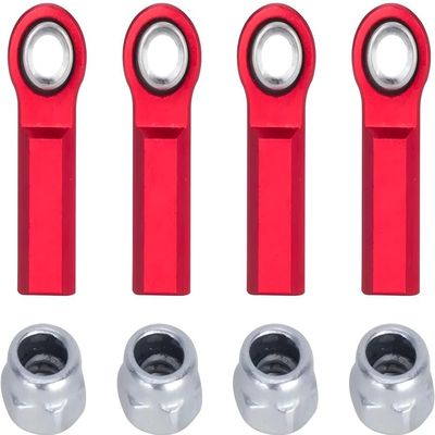 1/10 RC Crawler Rod Ends,4pcs M4 Aluminum Chassis Link Steering Rod Straight Rod Ends/Bend Rod Ends for 1/10 RC Crawler SCX10 TRX4 Capra VS4-10 Wraith ((Straight 7mm Red))
