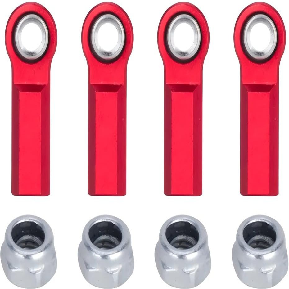 1/10 RC Crawler Rod Ends,4pcs M4 Aluminum Chassis Link Steering Rod Straight Rod Ends/Bend Rod Ends for 1/10 RC Crawler SCX10 TRX4 Capra VS4-10 Wraith ((Straight 7mm Red))