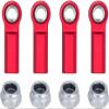 1/10 RC Crawler Rod Ends,4pcs M4 Aluminum Chassis Link Steering Rod Straight Rod Ends/Bend Rod Ends for 1/10 RC Crawler SCX10 TRX4 Capra VS4-10 Wraith ((Straight 7mm Red)) view 1