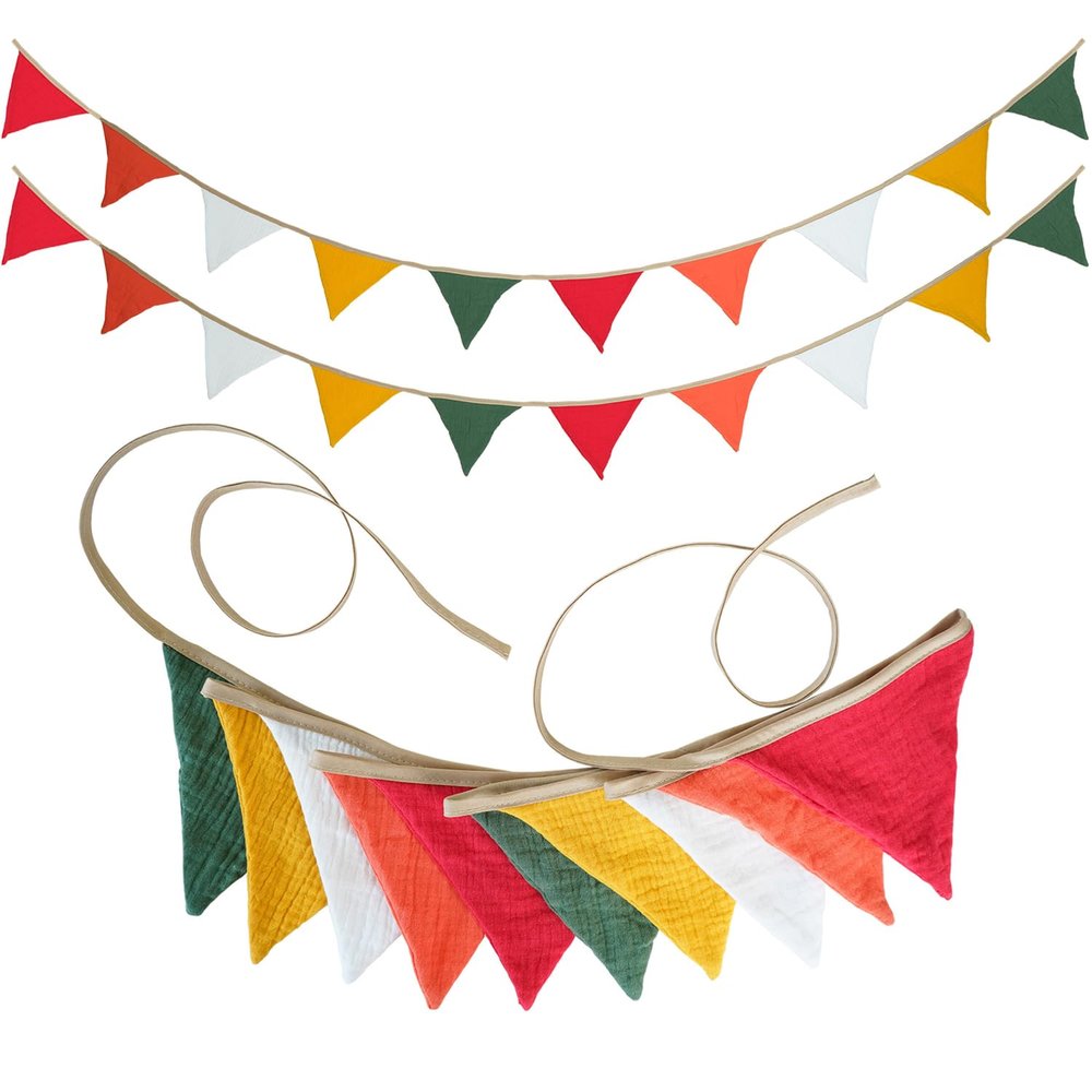 17 ft Pennant Banner Flags, Toddler Boy and Girl Room Decor Pennant, Nursery Garland Triangle Bunting Flag Baby Banner for Nursery Decor Baby Birthday Boho Wedding Shower Party (Christmas, 2PCS)