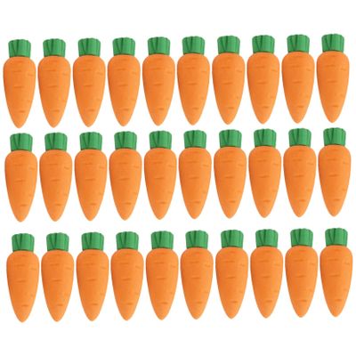 30Pcs Cute Erasers Carrot Shaped Realistic Vegetable Rubber Eraser Non-Toxic Eco-Friendly Multi-Use Painting Supplies for School Office Pencils Painting