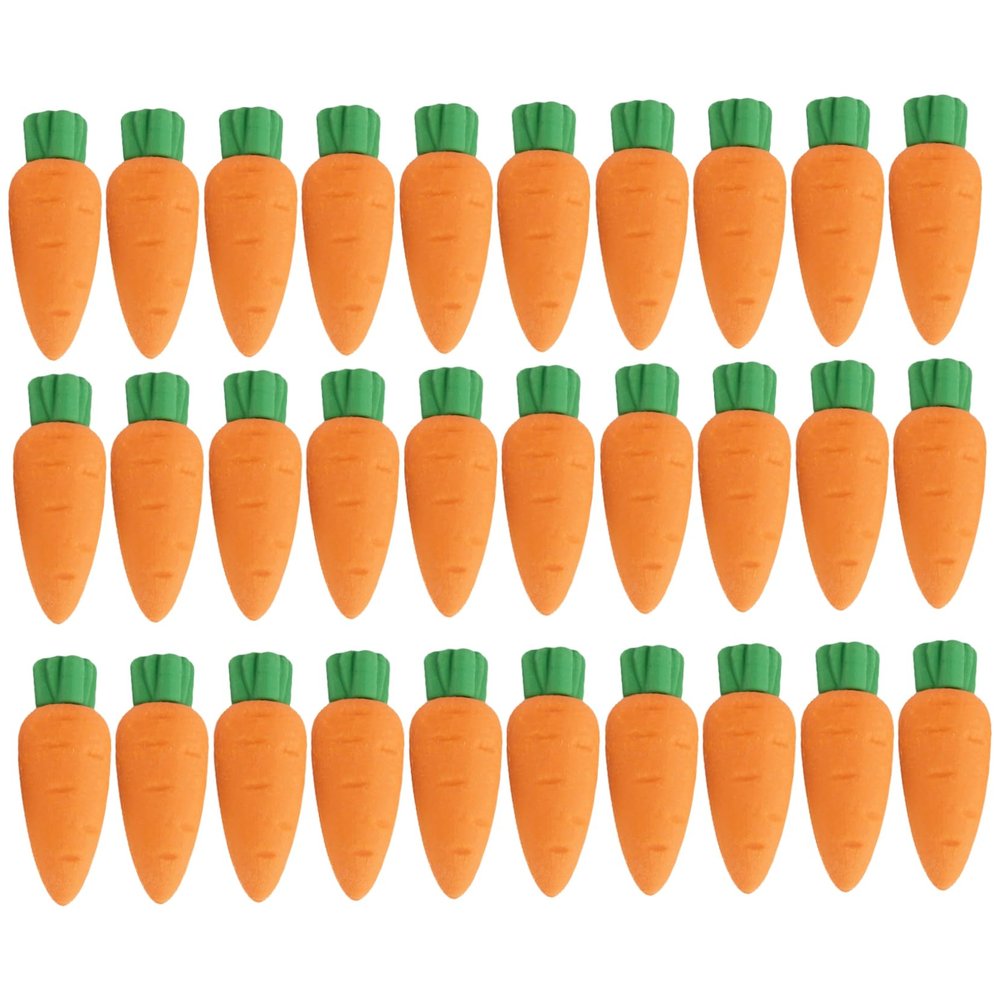 30Pcs Cute Erasers Carrot Shaped Realistic Vegetable Rubber Eraser Non-Toxic Eco-Friendly Multi-Use Painting Supplies for School Office Pencils Painting