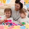 355 Pcs Summer Beach Sensory Bin Filler Fine Motor Toys Counting Sorting 200 Felt Toys 140 Resin Beach Creatures 8 Tweezers 6 Silicone Plates 1 Storage Box for Counting Sorting DIY Crafts(Summer) view 3