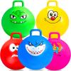 Hymaz 5 Pcs Hopper Ball Carnival Outdoors Jumping Hopping 18 Inch Bouncing Ball with Handle and Air Pump for Kids Sports School Ride Games Balance Exercise Fun view 1